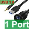 Ổ cắm nối dài USB 2.0 và audio 3.5mm bắt vít cố định 1 mét - 3.5mm + USB A 2.0 Female Male Waterproof Aux Audio Extension Cable Dash Mount