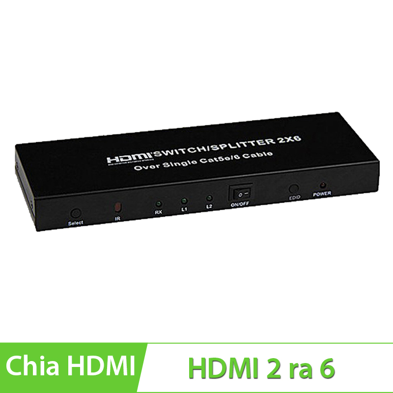 Bộ chia HDMI 2x6 Port qua cáp mạng 60M CAT5E, 6 B-GO