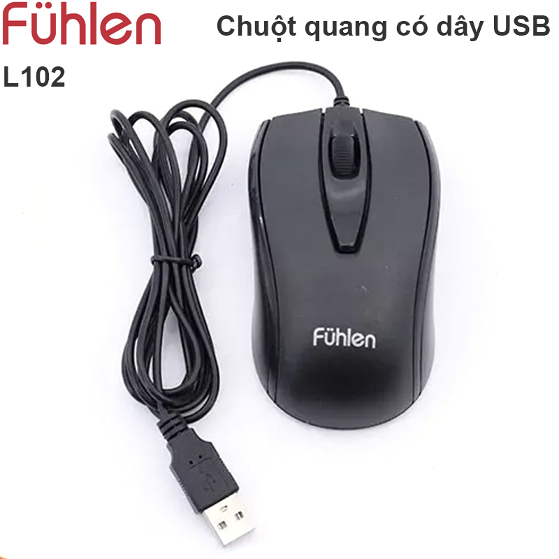 Chuột quang Fuhlen L102 có dây USB, độ phân giải 800 dpi