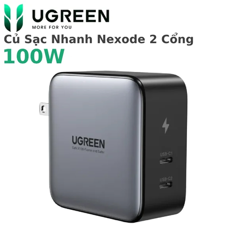 Củ sạc nhanh 100W Nexode GaN 2 cổng USB Type C Ugreen 40795 CD254