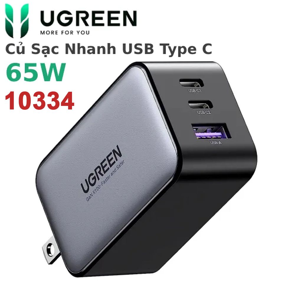 Củ sạc nhanh 65W GaN Nexode USB Type C Ugreen 10334 Hỗ trợ QC4+, PD3.0