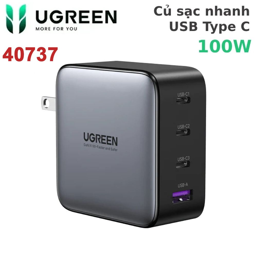 Củ sạc nhanh USB Type C 4 cổng 100W GaN Hỗ trợ QC4+, PD3.0 Ugreen 40737 CD226