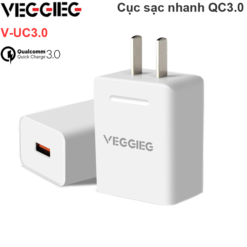 Cục sạc Điện thoại Smartphone Máy tính bảng 5V-3A QC3.0 Veggieg V-UC3.0