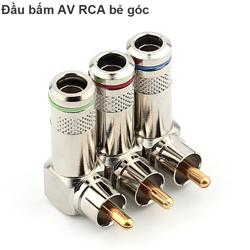 Đầu bấm jack cắm audio video AV RCA cong vuông góc (1 chiếc)