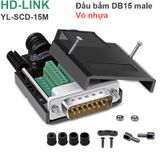  Đầu bấm cổng DB15 đực male bắt vít kèm vỏ ốp nhựa chân đồng HD-LINK YL-SCD-15M 