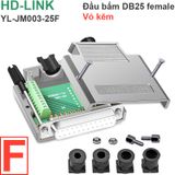  Đầu bấm cổng DB25 đực male bắt vít kèm vỏ ốp nhựa HD-LINK YL-SM-25M 