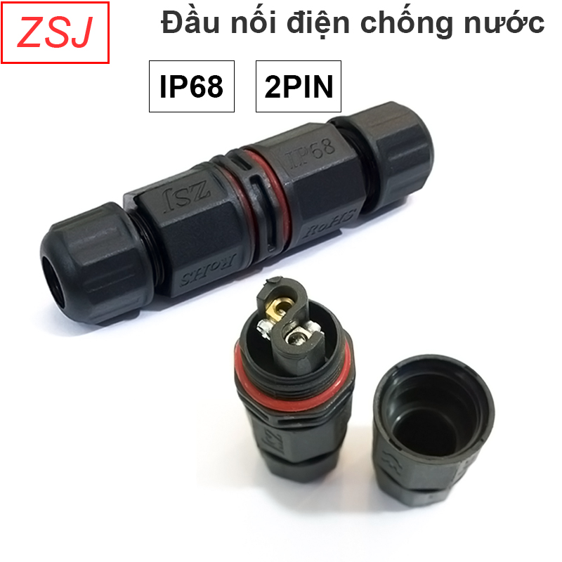 Đầu nối cút nối dây cáp điện 2 lõi chống nước IP68 3 thành phần (1 chiếc)