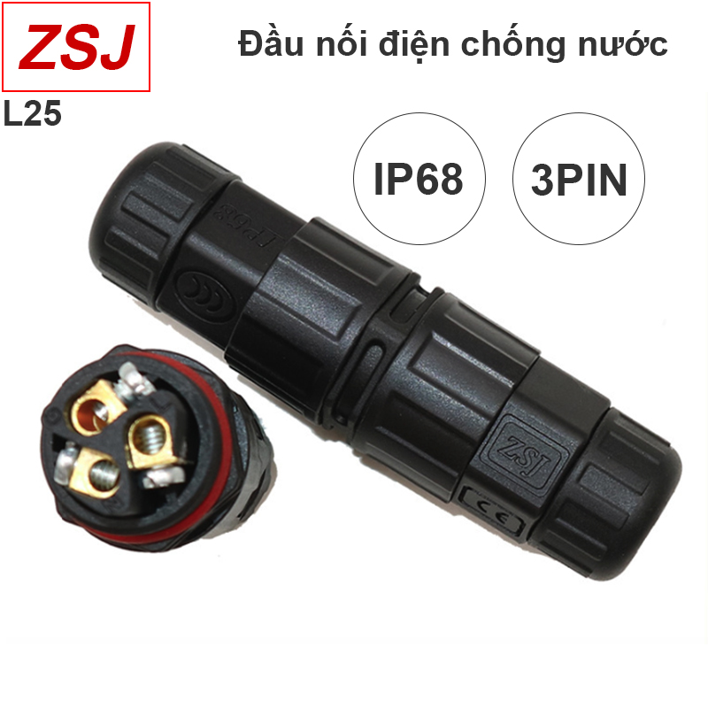 Đầu nối cút nối dây cáp điện 3 lõi 8-15mm chống nước IP68 ZSJ L25