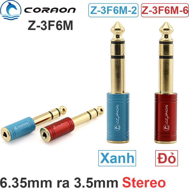 Đầu chuyển đổi Audio 6.35mm đực sang 3.5mm cái CORAON Z-3F6M