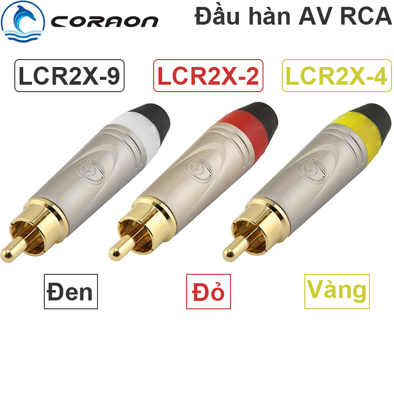 Đầu hàn jack cắm AV/RCA cho thiết bị âm thanh mạ vàng 24K vỏ hợp kim kẽm Coraon LCR2X