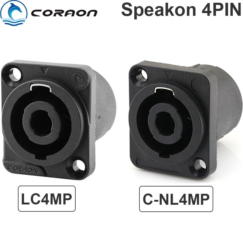 Đầu hàn cổng cắm loa 4 lõi Speakon female gắn trên bảng điều khiển lắp âm tường âm sàn Coraon C-NL4MP LC4MP