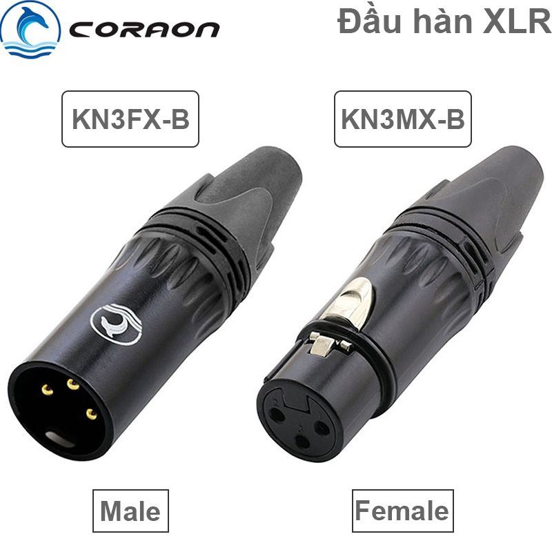 Đầu hàn cổng XLR cannon 3PIN cổng đực male-female Coraon KN3MX-B - KN3FX-B