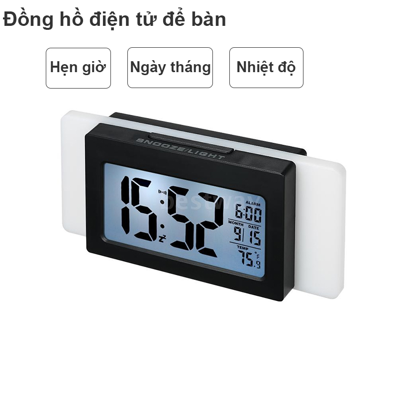 Đồng hồ điện tử để bàn chức năng hẹn giờ đo nhiệt độ xem ngày tháng
