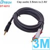 Cáp Audio 3.5mm to 2 RCA - Dây âm thanh 1 đầu 3,5mm ra 2 đầu AV hoa sen DTECH 1.5M 3M 5M 10M