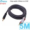 Cáp Audio 3.5mm to 2 RCA - Dây âm thanh 1 đầu 3,5mm ra 2 đầu AV hoa sen DTECH 1.5M 3M 5M 10M