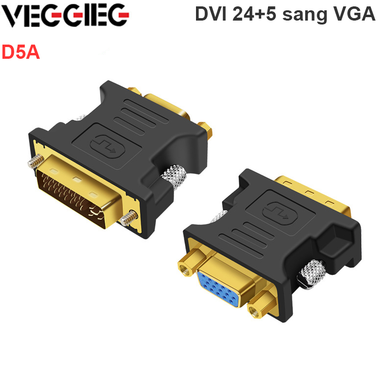 Đầu đổi DVI I 24+5 sang VGA 1080P Veggieg D5A