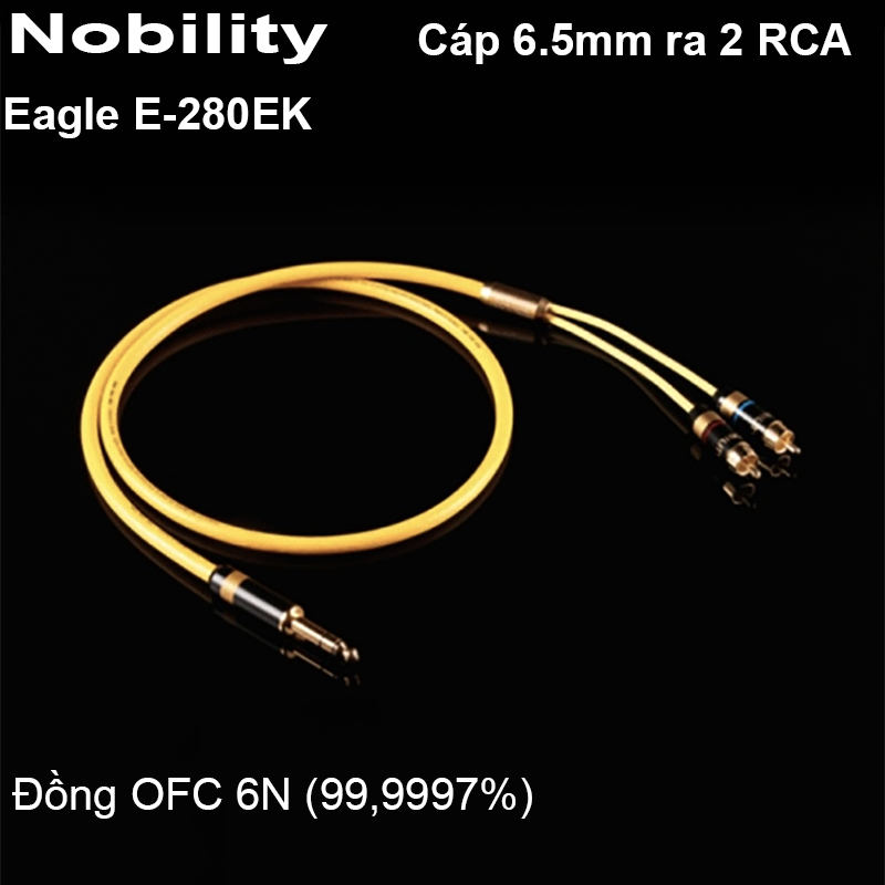 Cáp Audio 6.5mm stereo to 2 RCA Nobility Eagle E-280EK OCC 6N 1 mét