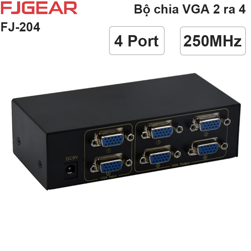 Bộ chia màn hình VGA 2 ra 4 250Mhz FJGEAR FJ-204