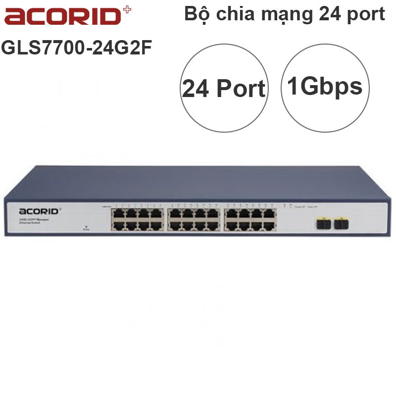Switch managed ethernet 24 port RJ45 gigabit 2 port SFP slots uplink Acorid GLS7700-24G2F