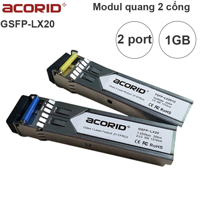 Module SFP 2 cổng quang single mode LC gigabit 20Km Acorid GSFP-LX20