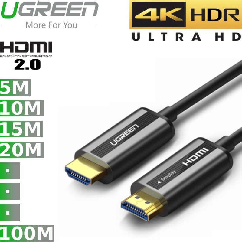 Cáp HDMI 2.0 4K60Hz sợi quang học dài 5 mét đến 100 mét chính hãng UGREEN