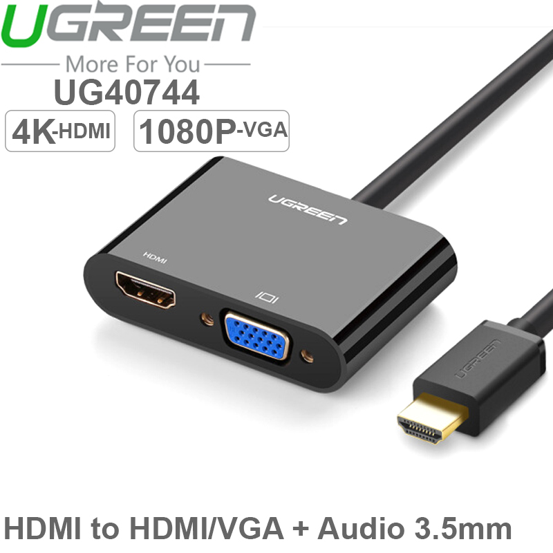 HDMI ra VGA 1080P ra HDMI 4K Audio 3.5mm 20Cm UGREEN 40744