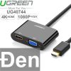 HDMI ra VGA 1080P ra HDMI 4K Audio 3.5mm 20Cm UGREEN 40744