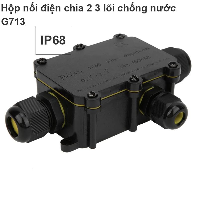 Hộp nối điện ngoài trời chia 2 3 lõi chống nước IP68 dùng cho dây 5-12mm ZX M686-3 G713