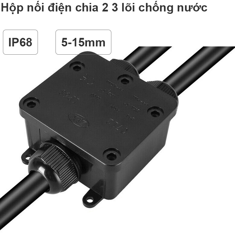 Hộp nối điện ngoài trời chia 2 3 lõi chống nước IP68 dùng cho dây 5-15mm ZAAGUU G172