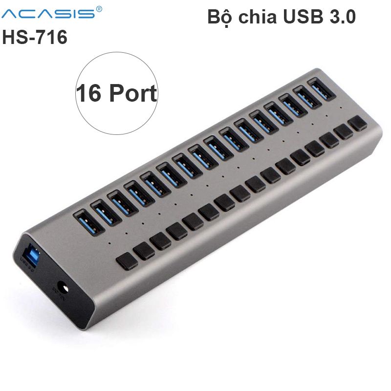 Bộ chia USB 3.0 16 cổng có cấp nguồn ngoài ACASIS HS-716M