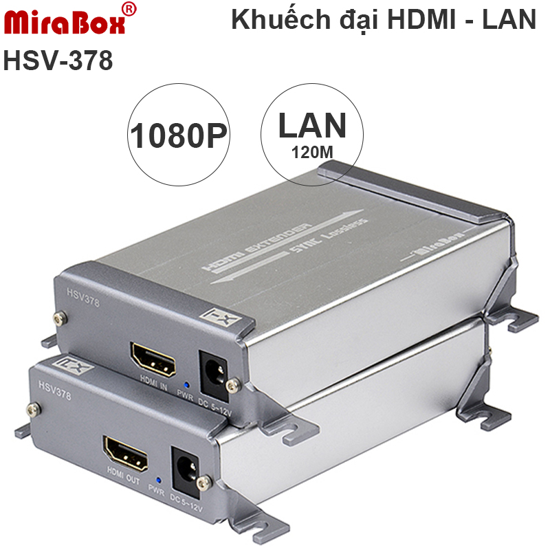 Bộ truyền khuếch đại tín hiệu HDMI qua cáp mạng 120 mét MiraBox HSV378