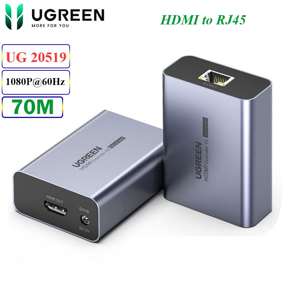 Bộ khuếch đại kéo dài HDMI qua cáp mạng RJ45 70M Ugreen 20519 CM455