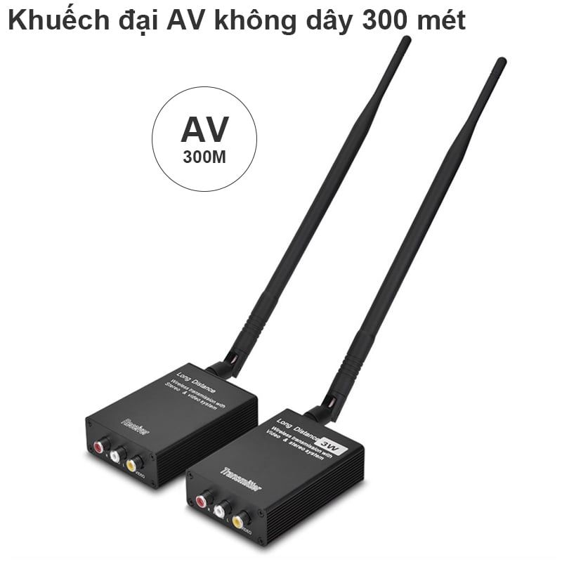 Bộ thu phát khuếch đại Audio video AV BNC không dây 300M cho Camera TV