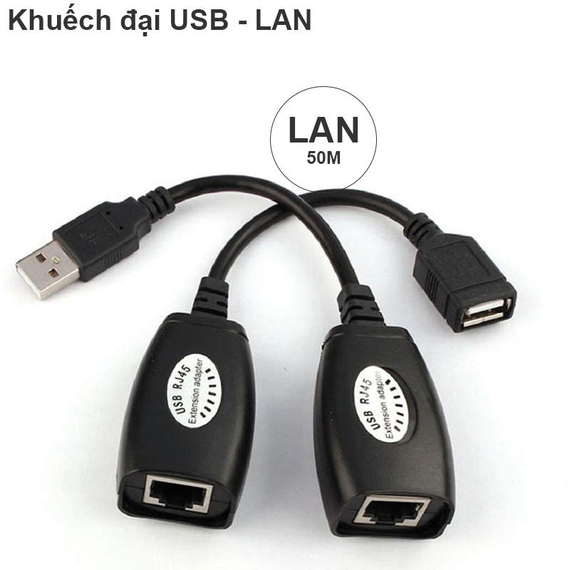 Đầu nối dài cáp USB chuột bàn phím qua cáp mạng 40-50 mét