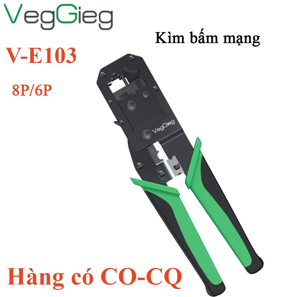 Kìm bấm đầu cáp mạng Cat5e Cat6 cáp điện thoại 6PIN 8PIN VEGGIEG V-E103