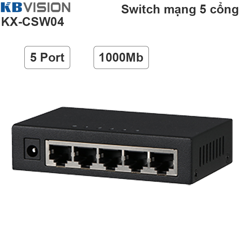 Switch Bộ chia mạng LAN RJ45 5 cổng gigabit KBVISION KX-CSW04