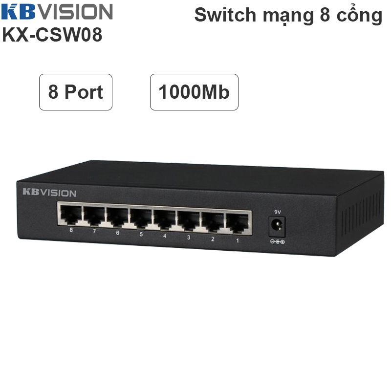 Switch Bộ chia mạng LAN RJ45 8 cổng gigabit KBVISION KX-CSW08