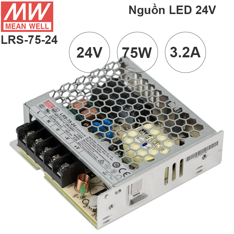 Nguồn DC LED 24V-3.2A 76.8W Meanwell LRS-75-24