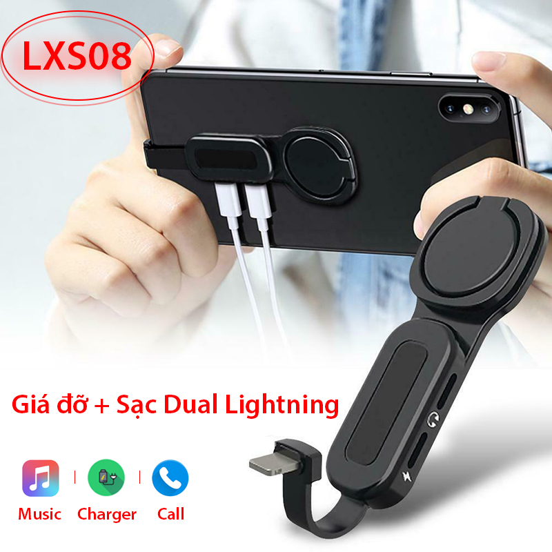 Bộ chia cổng lightning 1 ra 2 cho Iphone Ipad | Cáp chia lightning sạc và nghe nhạc cho Iphone Ipad LXS08