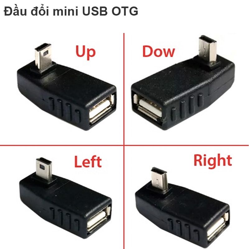 Đầu chuyển Mini USB hình thang ra USB OTG - dùng USB MP3 cho xe hơi