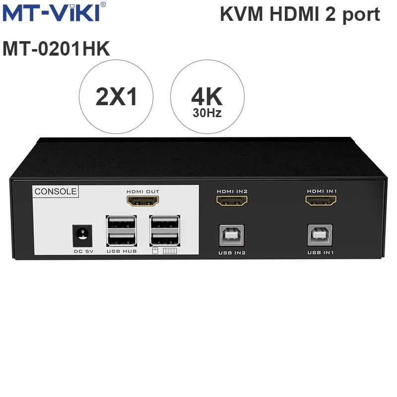  KVM Switch HDMI 2x1 - Bộ chuyển mạch HDMI và USB 2 ra 1 4K 30Hz MT-VIKI MT-0201HK 