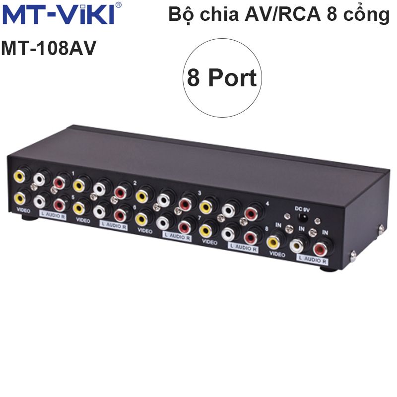Bộ chia tín hiệu AV Video Audio 1 ra 8 cổng MT-VIKI MT-108AV