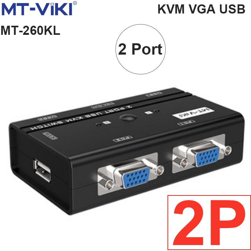  Auto KVM Switch VGA USB 2 port -chuyển mạch 2 CPU ra 1 màn hình VGA kèm cáp MT-VIKI MT-260KL 