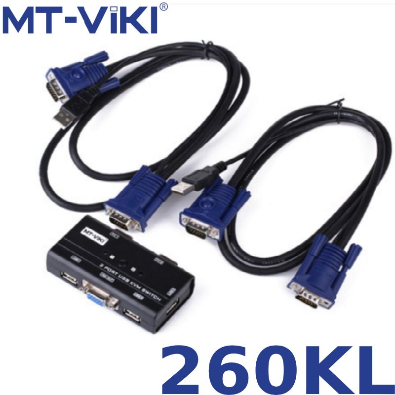  Auto KVM Switch VGA USB 2 port -chuyển mạch 2 CPU ra 1 màn hình VGA kèm cáp MT-VIKI MT-260KL 