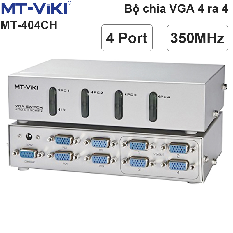 Bộ chia màn hình VGA 4 ra 4 350MHz full HD 1920x1440P MT-VIKI MT-404CH có điều khiển