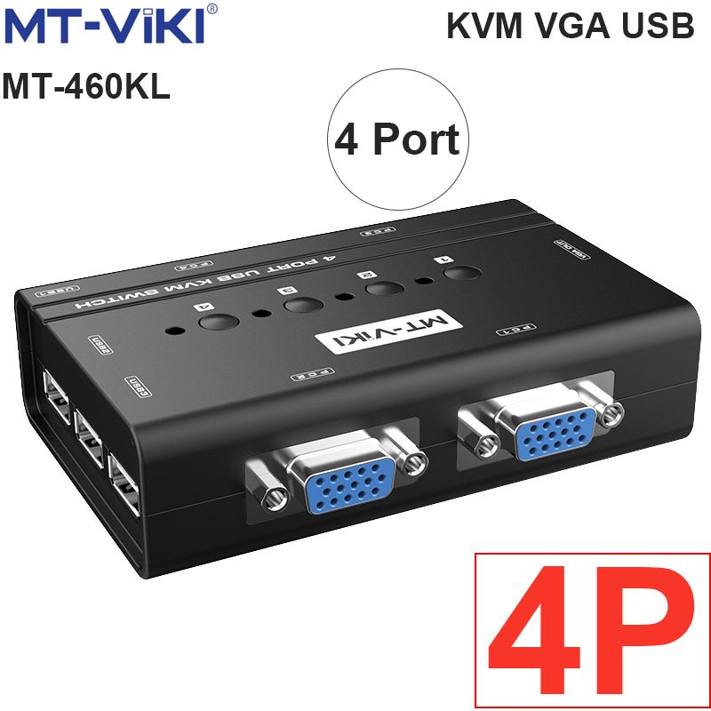  Auto KVM Switch VGA USB 2 port -chuyển mạch 2 CPU ra 1 màn hình VGA kèm cáp MT-VIKI MT-260KL 