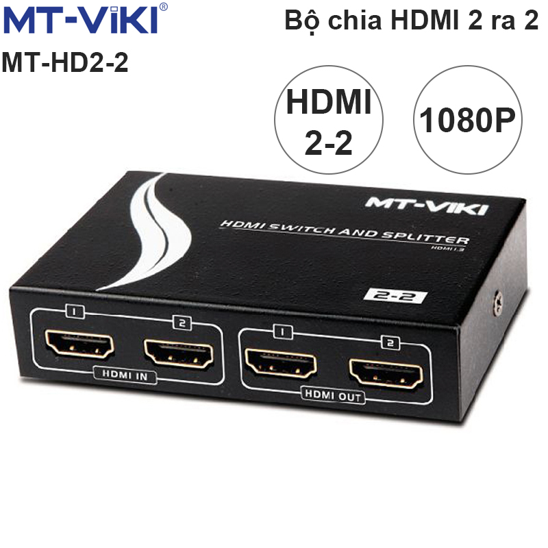 Bộ chia HDMI 2 vào 2 ra  full HD 1080P có điều khiển MT-VIKI MT-HD2-2