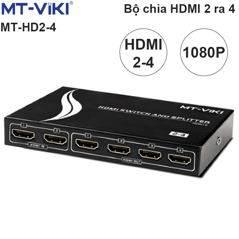 Bộ chia HDMI 2 vào 4 ra  full HD 1080P có điều khiển MT-VIKI MT-HD2-4
