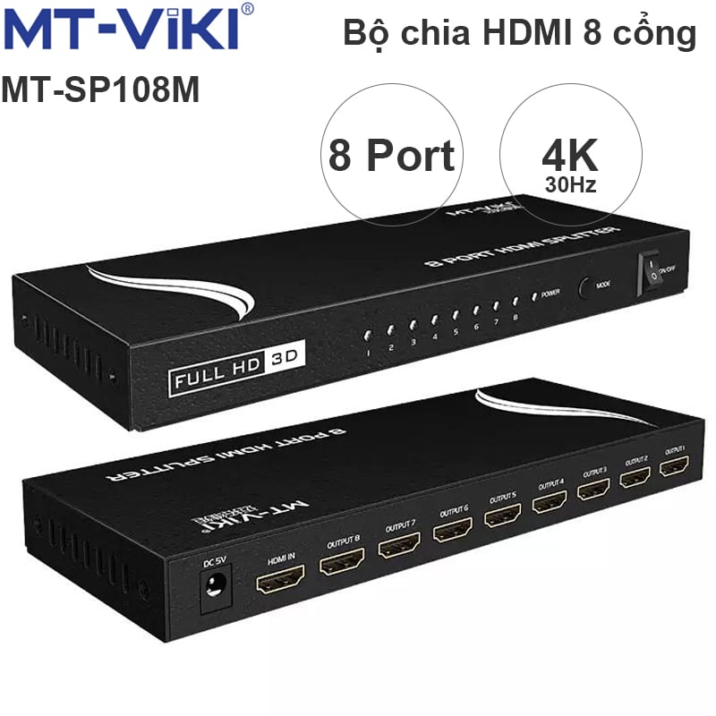 Bộ chia HDMI splitter V1.4 8 port 4K30Hz 3D MT-VIKI MT-SP108M