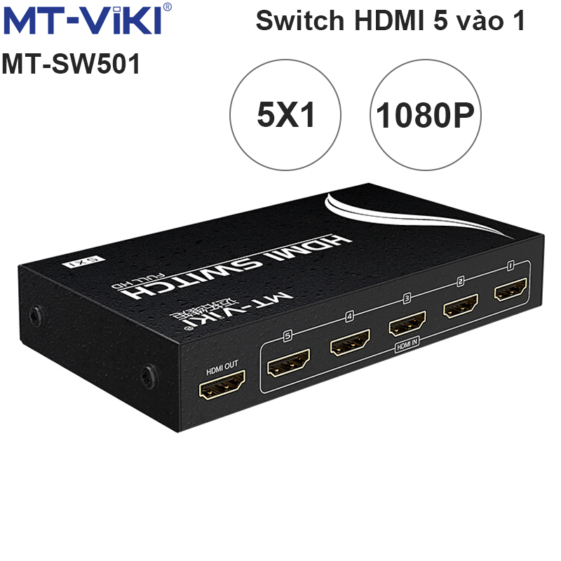 Bộ chuyển mạch HDMI 5x1 full HD1080P có điều khiển từ xa MT-VIKI MT-SW501